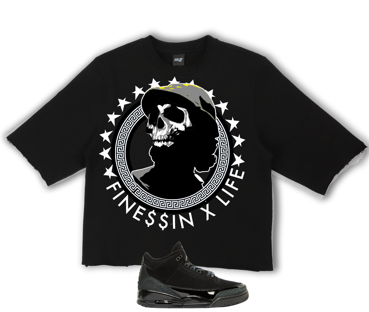 Army Skull (Cropped) Air Jordan 3 Black Cat