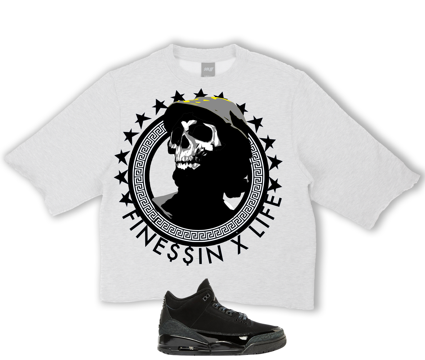 "Fine$$in x Life" Jordan Black Cat 3's Crop Tee