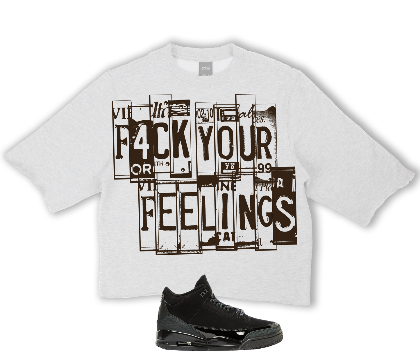 "F*ck Yo Feelings" Jordan Black Cat 3's Crop Tee