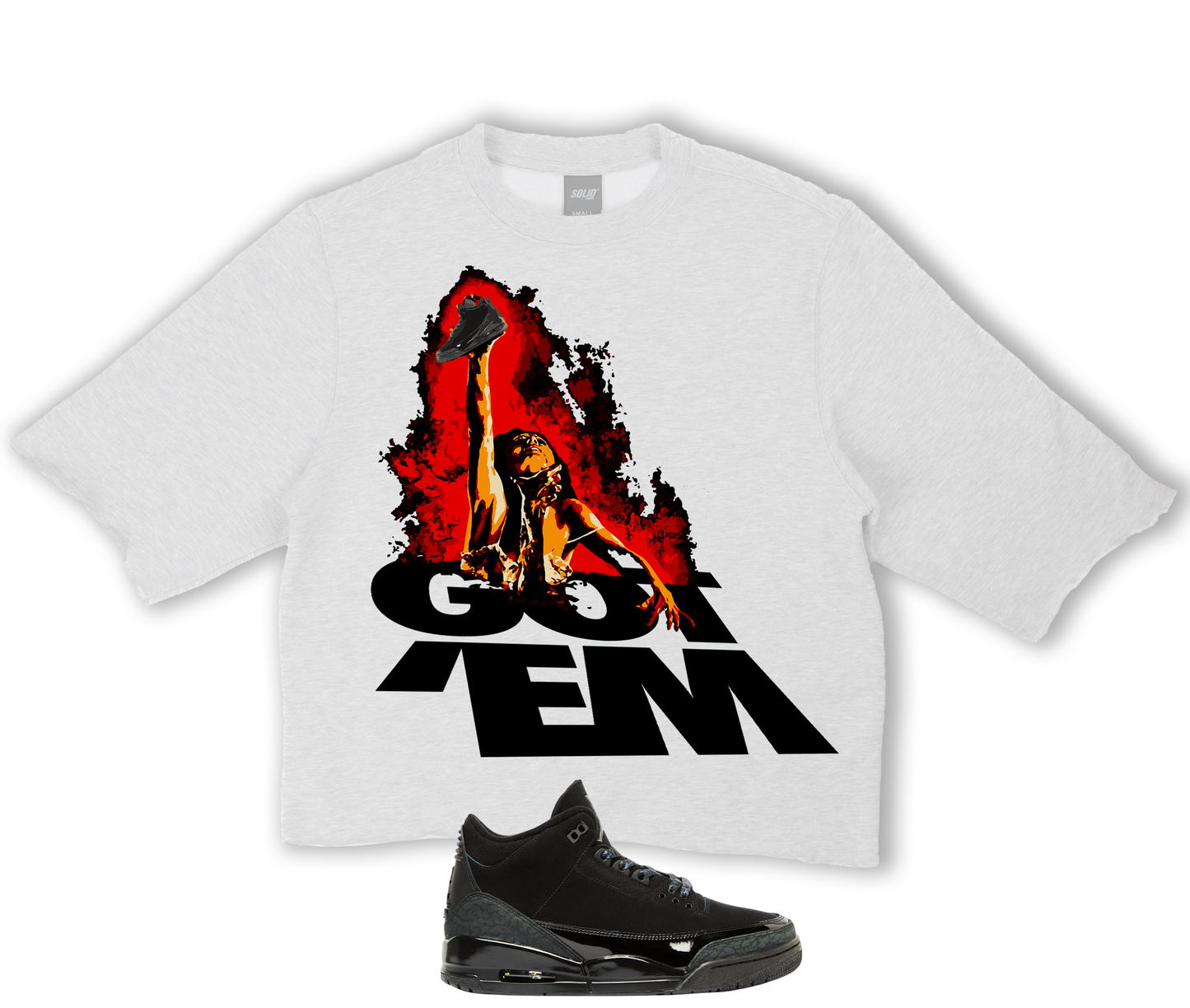"Get'em" Jordan Black Cat 3's Crop Tee