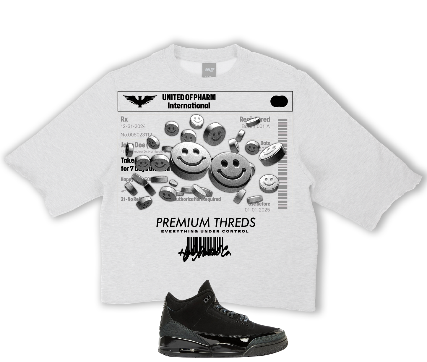 Pills (Cropped) Air Jordan 3 Black Cat