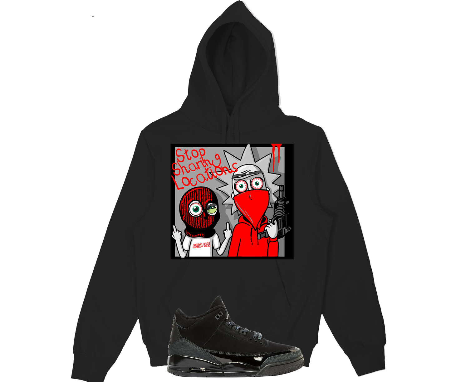 "Locations" Jordan Black Cat 3's Hoodie