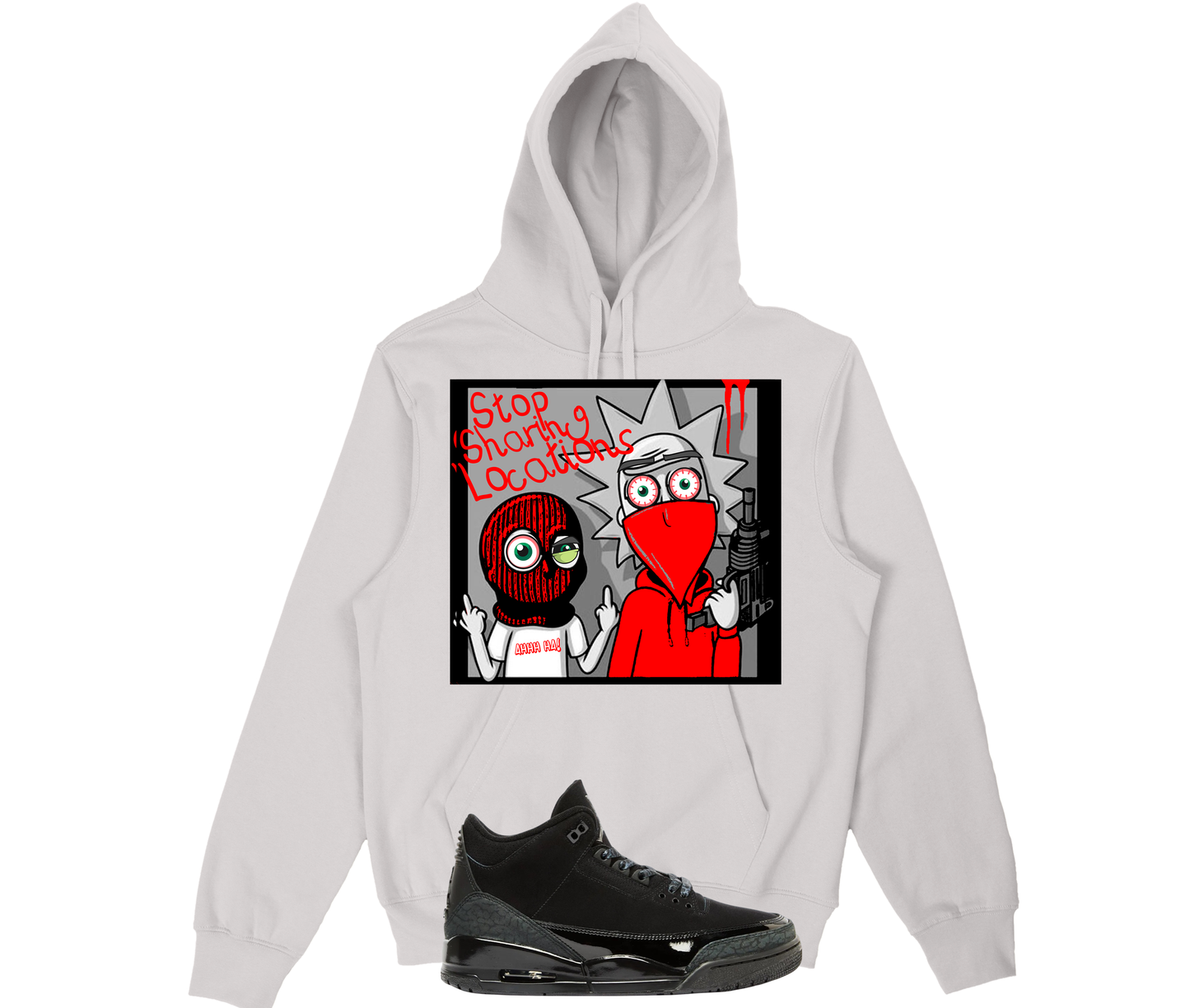 Stop Sharing Locations (Hoodie) Air Jordan 3 Black Cat