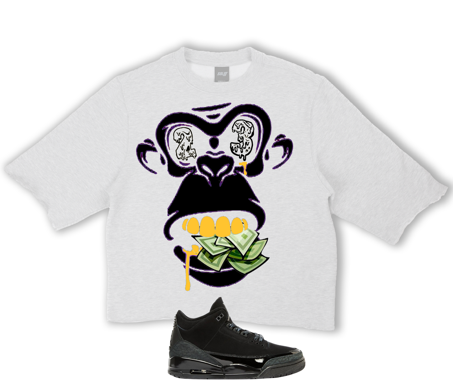 "My Money" Jordan Black Cat 3's Crop Tee