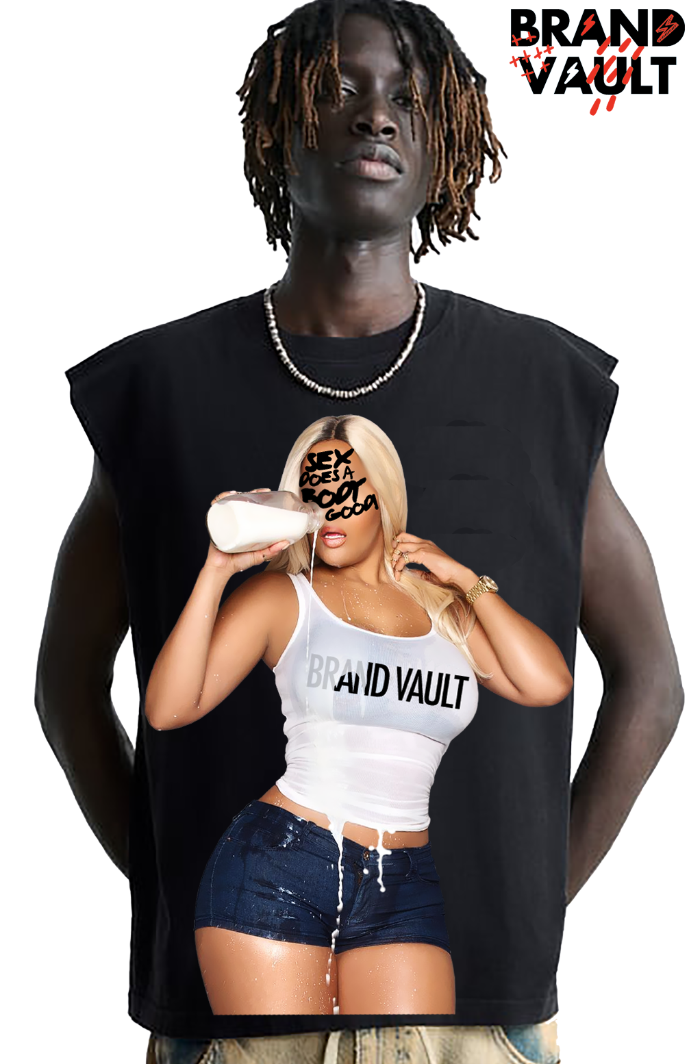 SEX DOES A BODY GOOD BVA SLEEVELESS DESIGNER TEE