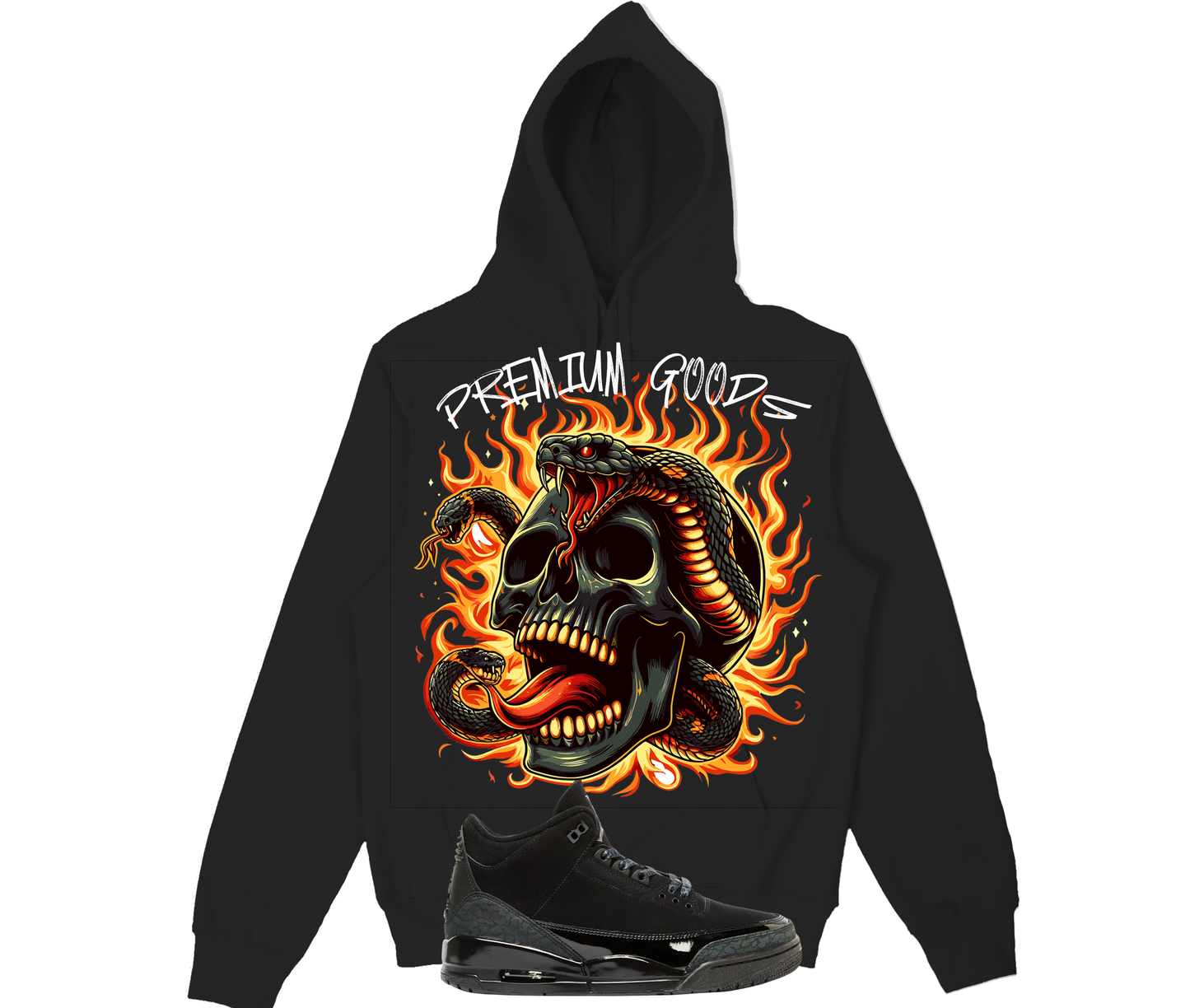 Fire Skull (Hoodie) Air Jordan 3 Black Cat