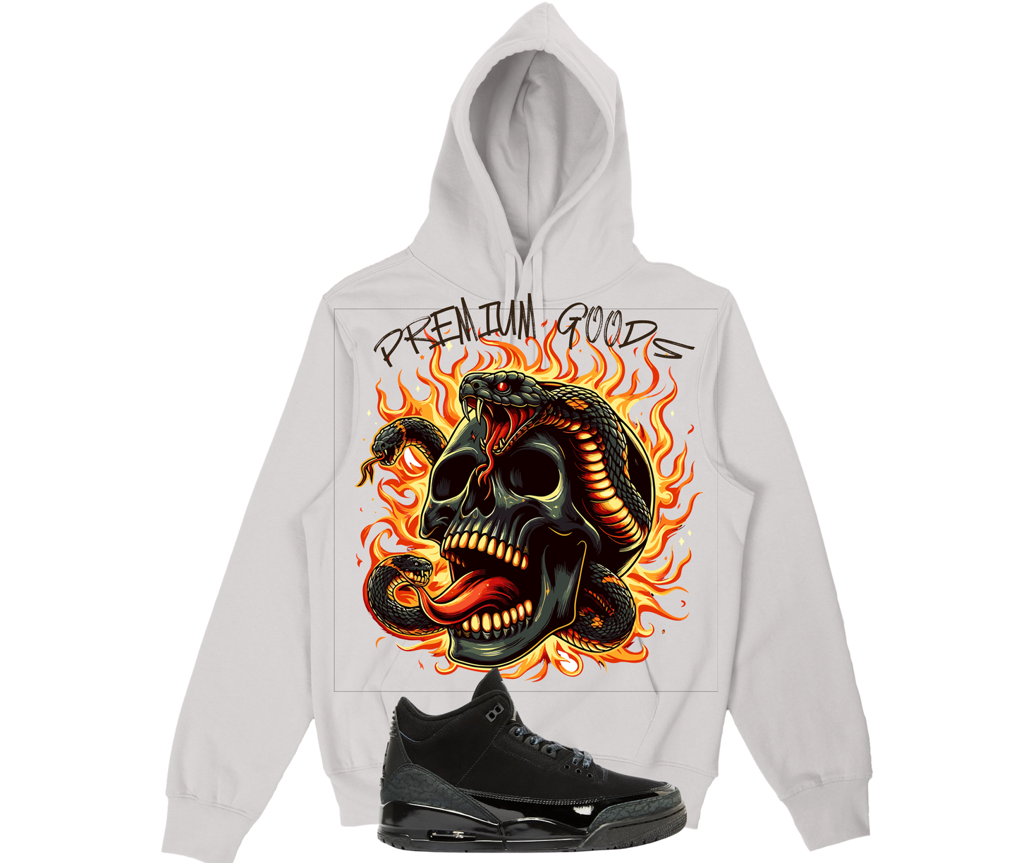 Fire Skull (Hoodie) Air Jordan 3 Black Cat