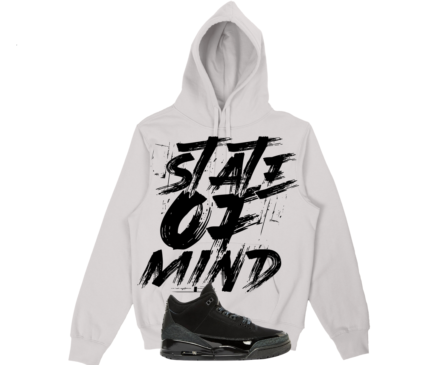 "State of Mind" Jordan Black Cat 3's Hoodie