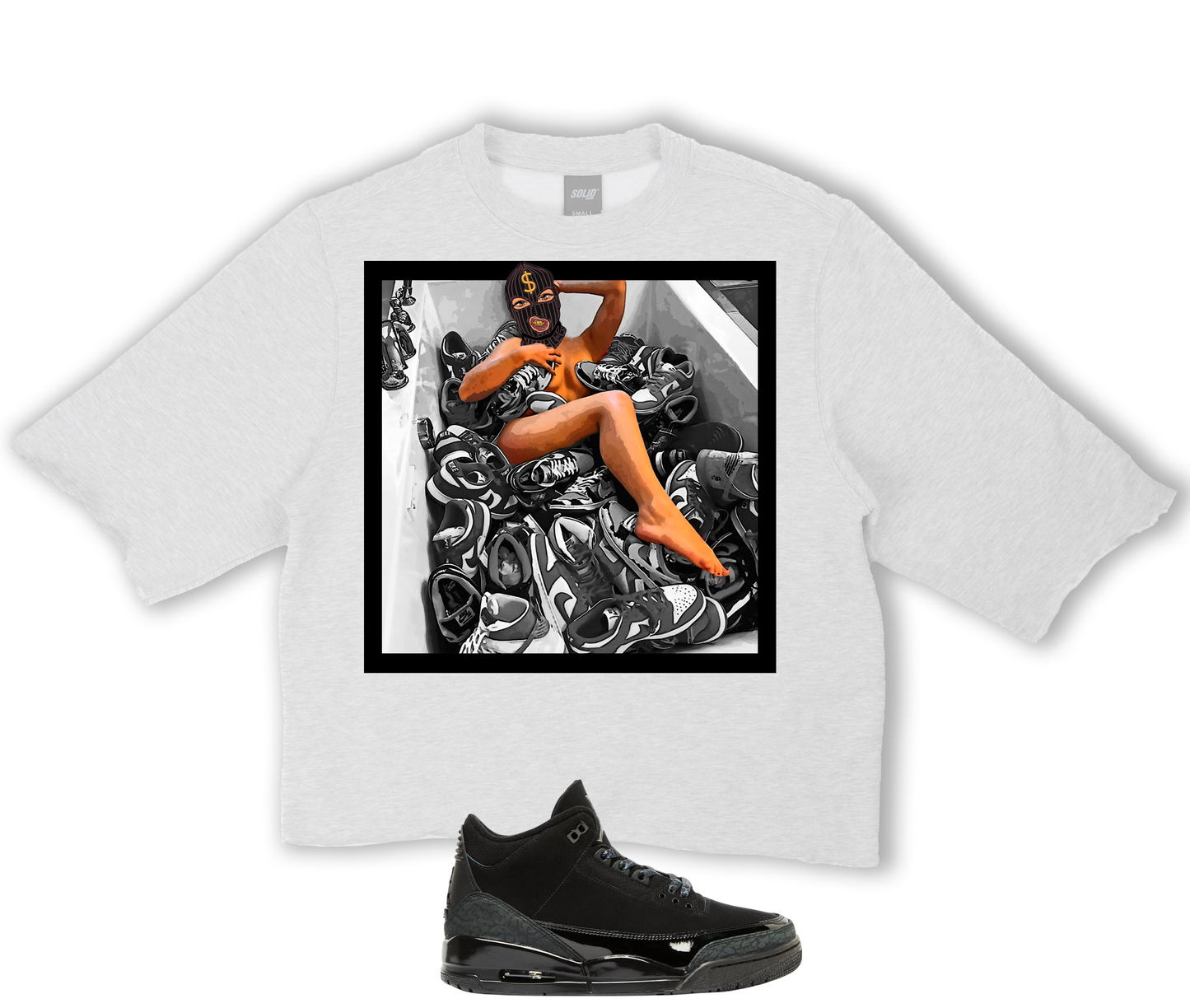 "Sex is a Drug" Jordan Black Cat 3's Crop Tee