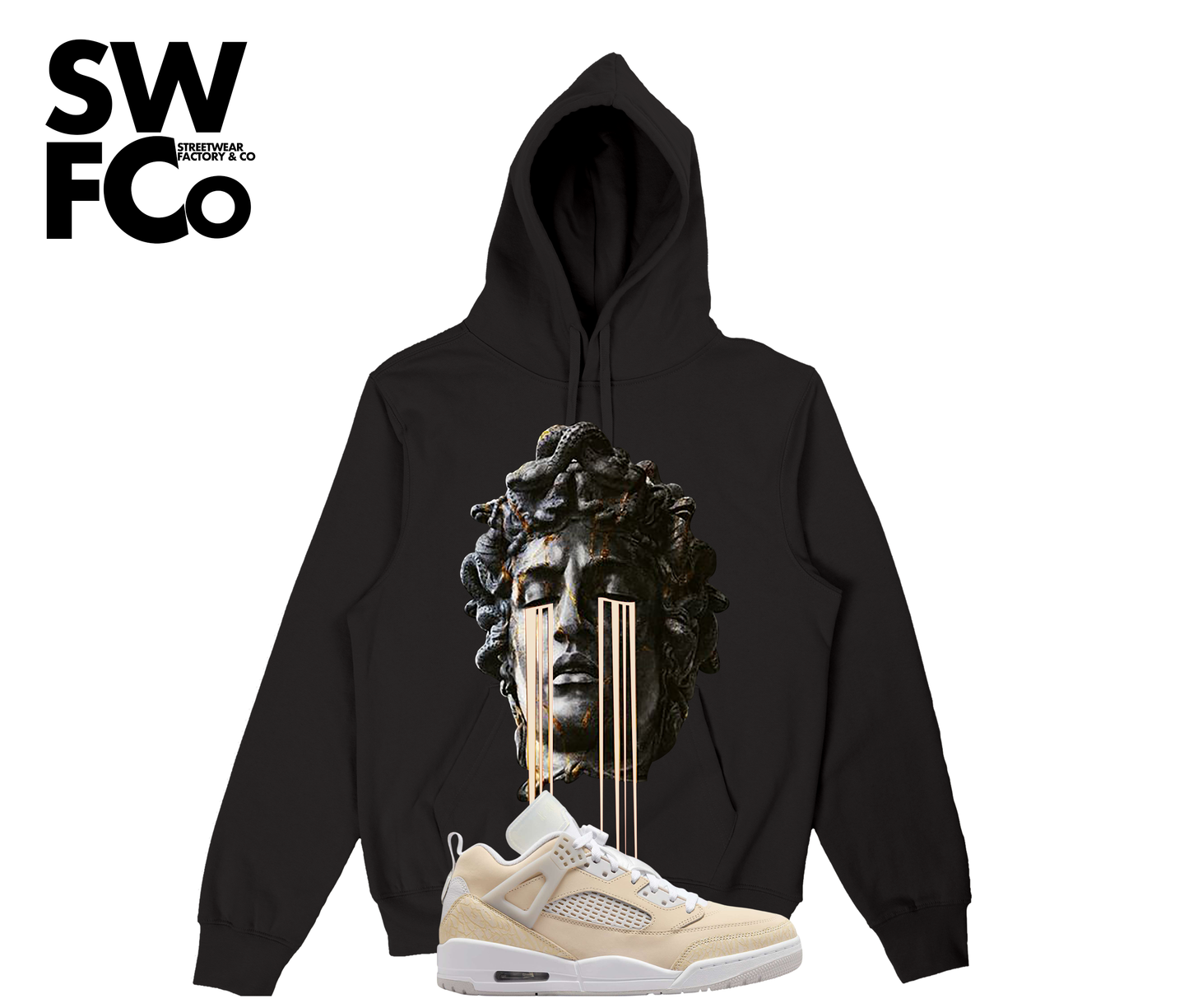 "Crying Staue" Jordan Spizike Low Sand Drift Hoodie