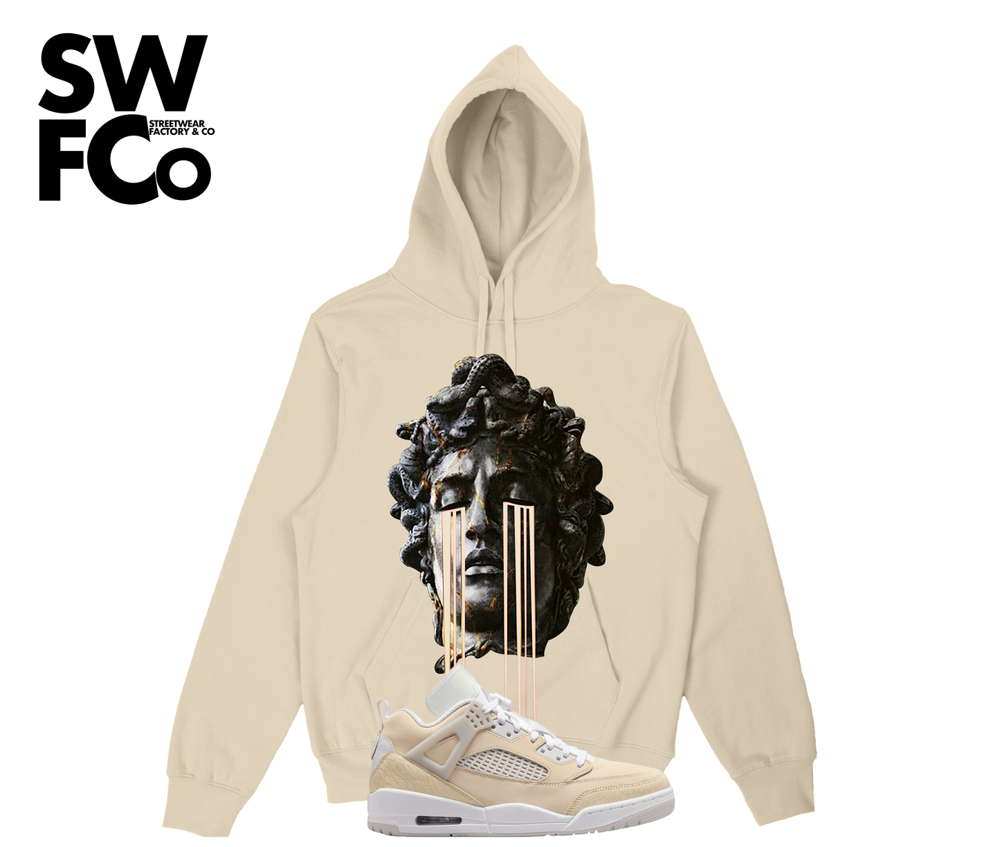 "Crying Staue" Jordan Spizike Low Sand Drift Hoodie