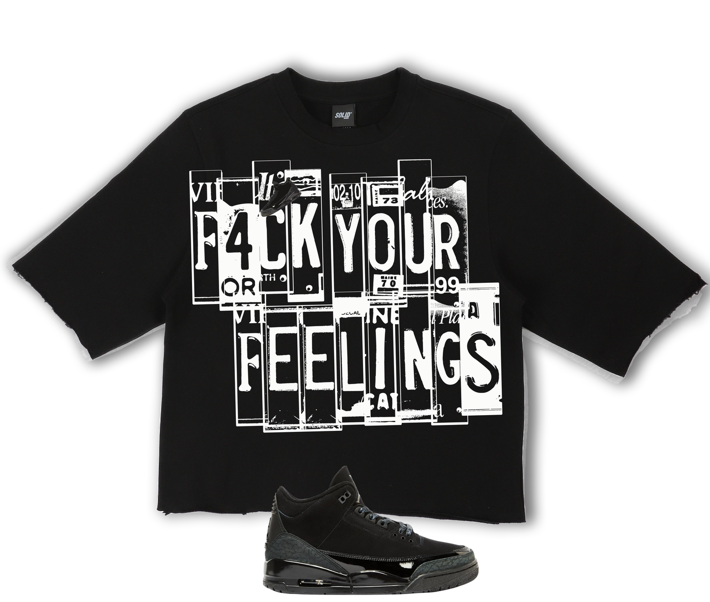 "F*ck Yo Feelings" Jordan Black Cat 3's Crop Tee