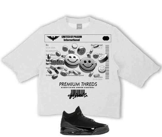 "Meds" Jordan Black Cat 3's Crop Tee