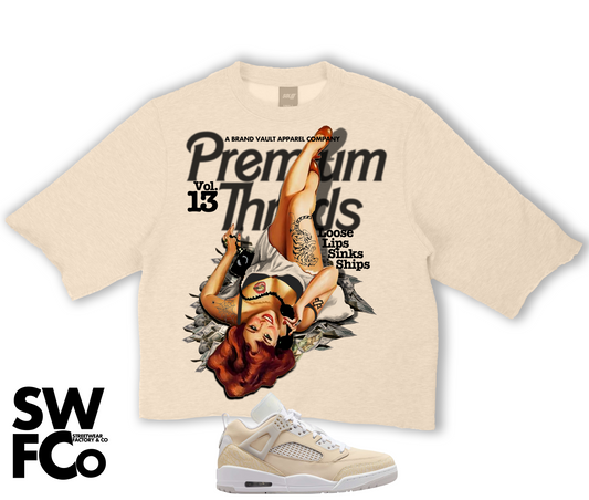 "Legs Up" Jordan Spizike Low 4 Sand Drift Crop Tee