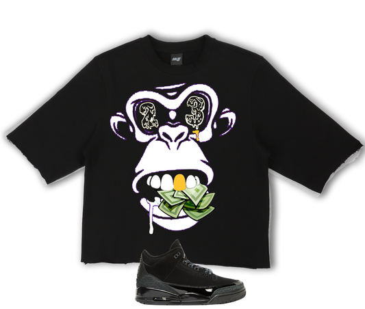 "My Money" Jordan Black Cat 3's Crop Tee