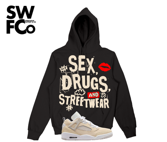 "Sex, Drugs & Streetwear" Jordan Spizike Low Sand Drift Hoodie