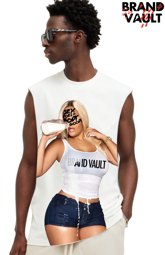 SEX DOES A BODY GOOD BVA SLEEVELESS DESIGNER TEE