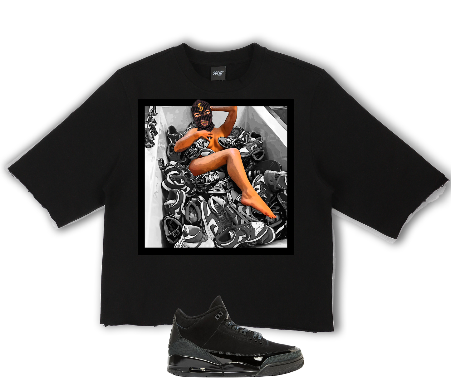 "Sex is a Drug" Jordan Black Cat 3's Crop Tee