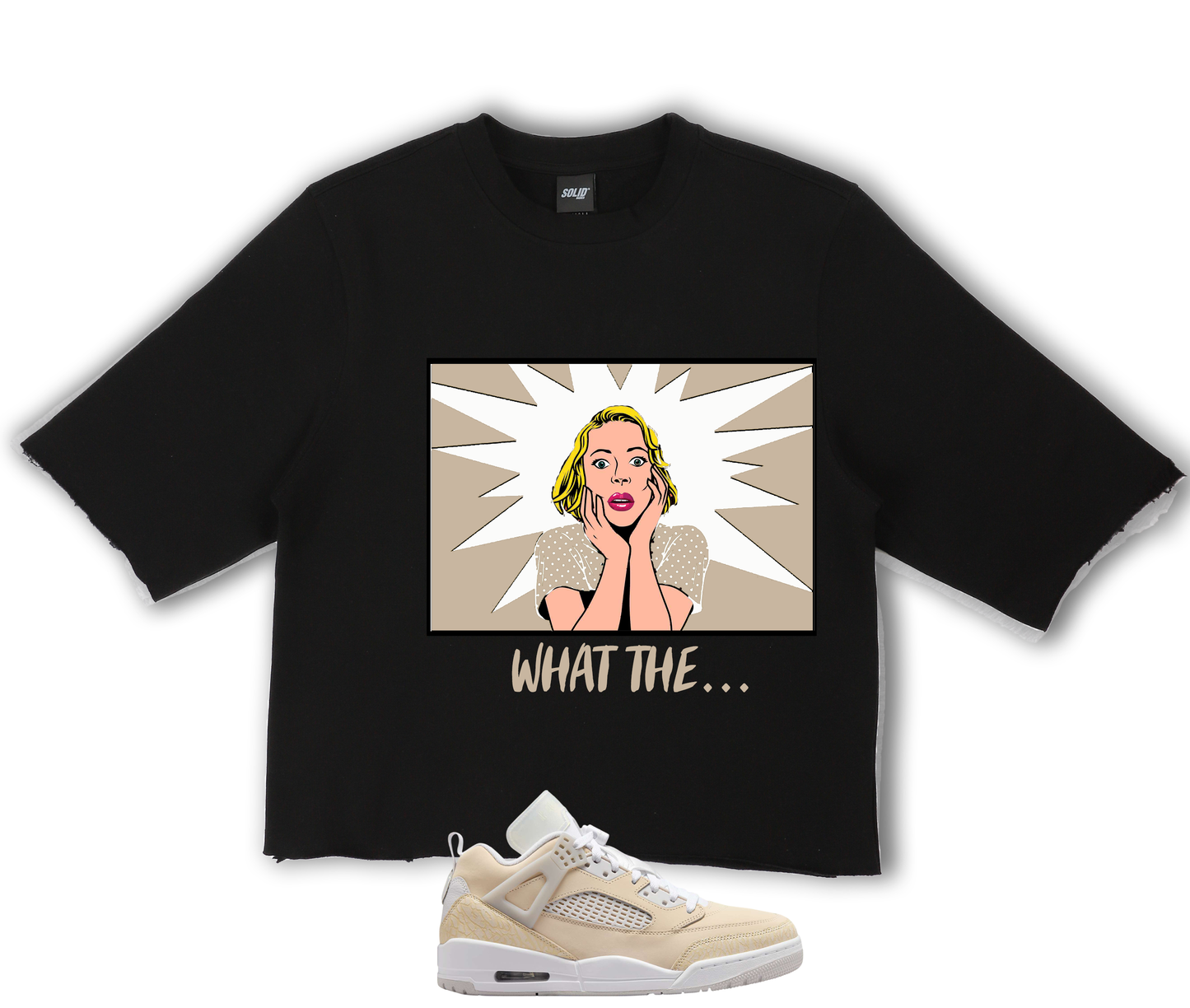 "What The" Jordan Spizike Low 4 Sand Drift Crop Tee