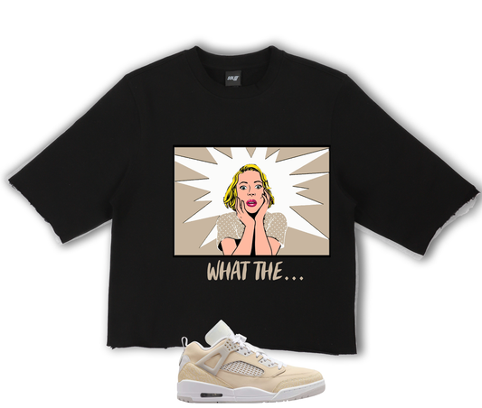 "What The" Jordan Spizike Low 4 Sand Drift Crop Tee